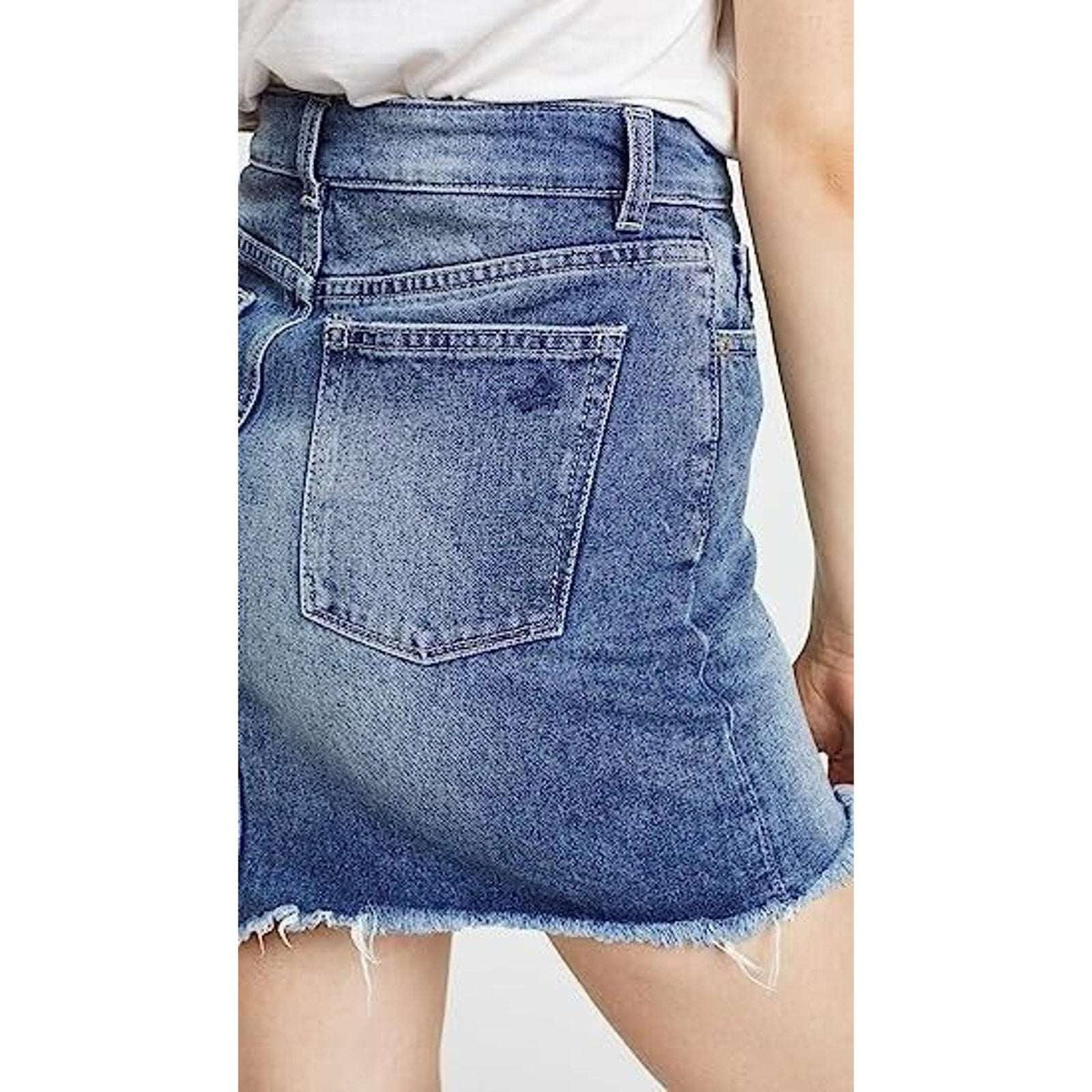 DL1961 Georgia Skirt in Elko Wash Raw Uneven Hem Mini Denim Jean Skirt Size L