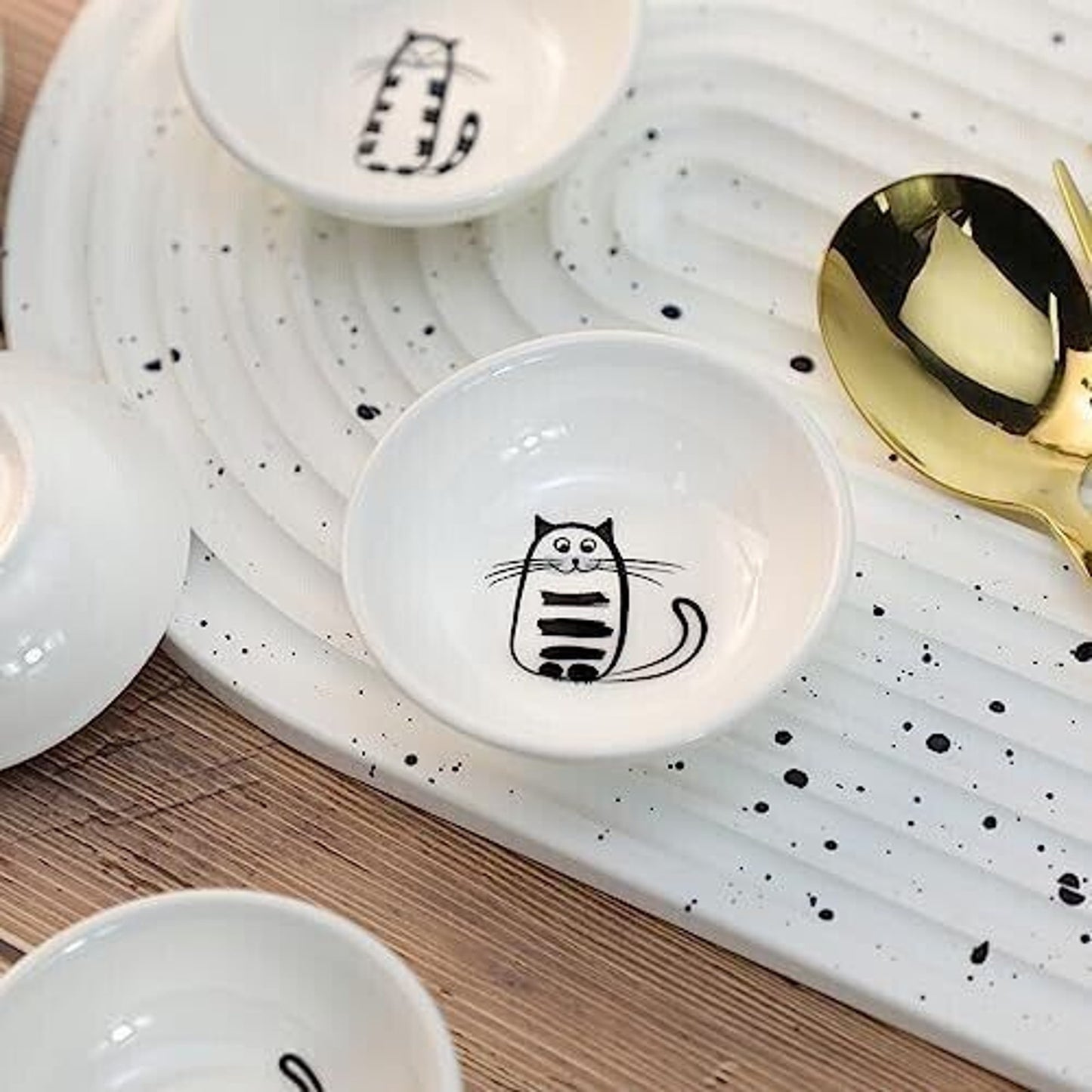 Socosy Super Cute Cat 6 Ceramic Sauce Dish/Seasoning Dish/Sushi Soy Dipping Bowl