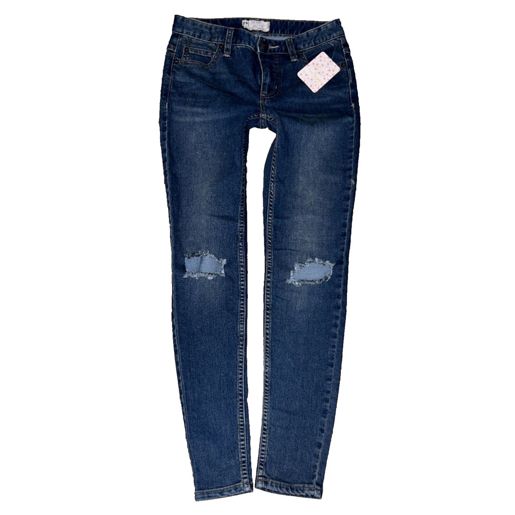 FREE PEOPLE Josie Low Rise Skinny Leg Ripped Knee Edition Jeans Size 25