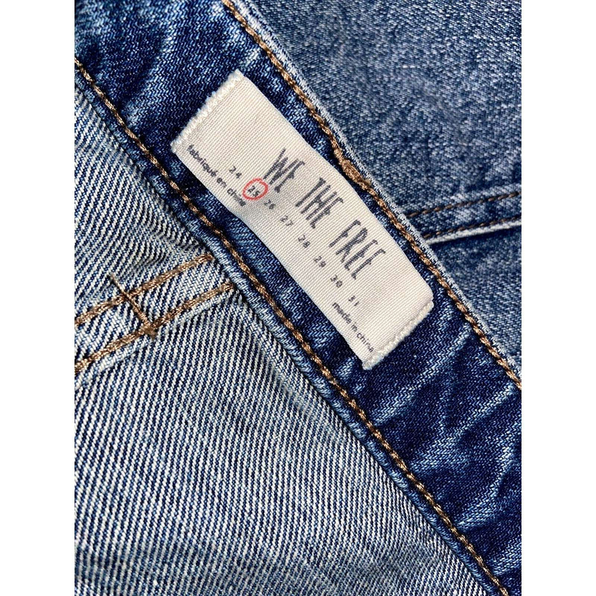 We The Free Free People Front Zip Mini Distress Fray Hem Denim Skirt Size 25