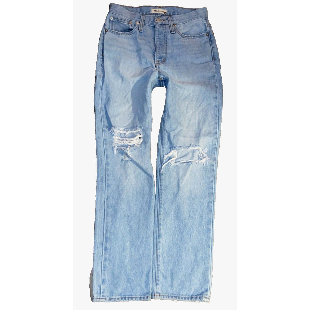 Madewell Classic Straight Leg Button Fly Distressed Jeans Size 25P in Hartsville