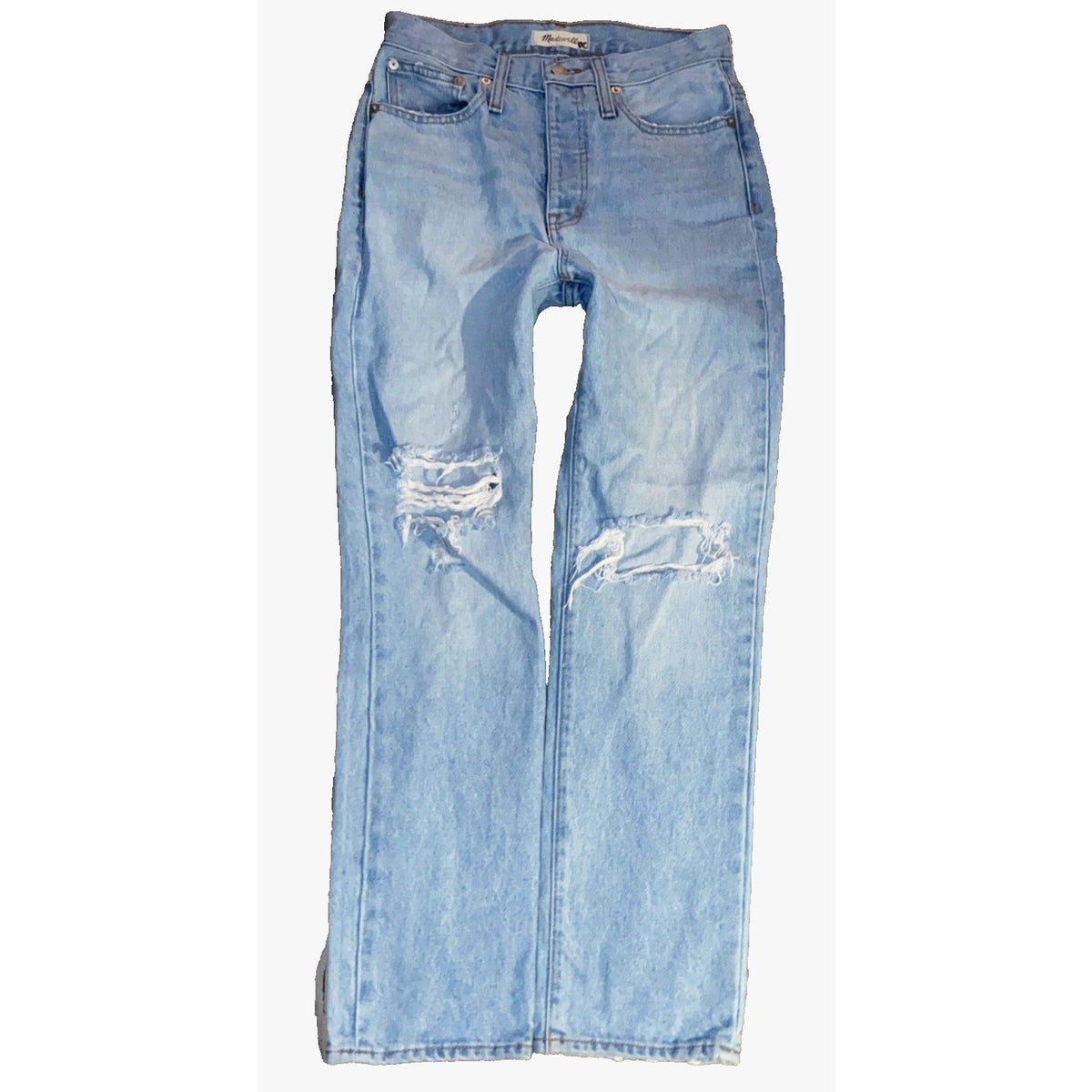 Madewell Classic Straight Leg Button Fly Distressed Jeans Size 25P in Hartsville