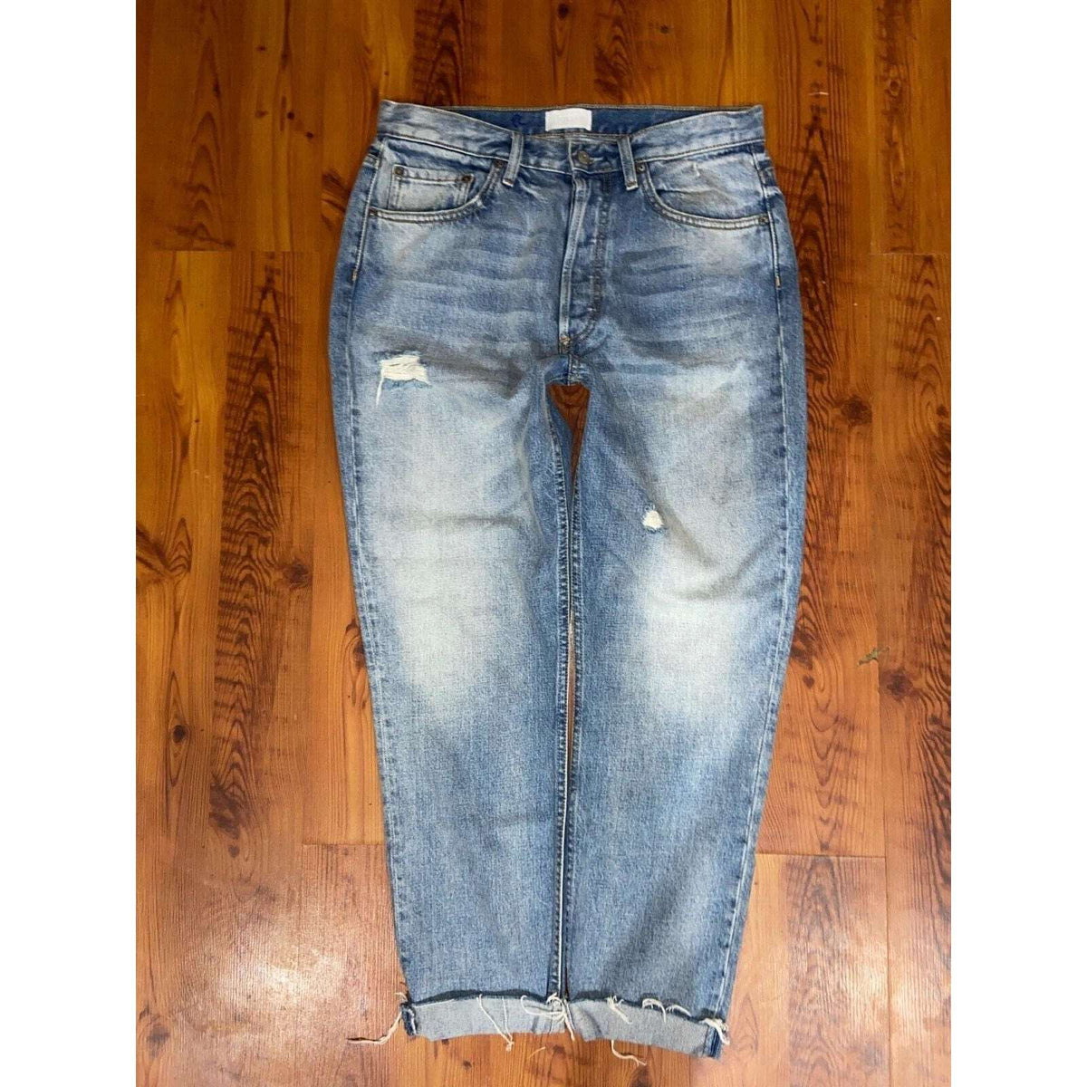 BOYISH Billy High Rise Distressed Relaxed Skinny Button Fly Jeans Sz 30