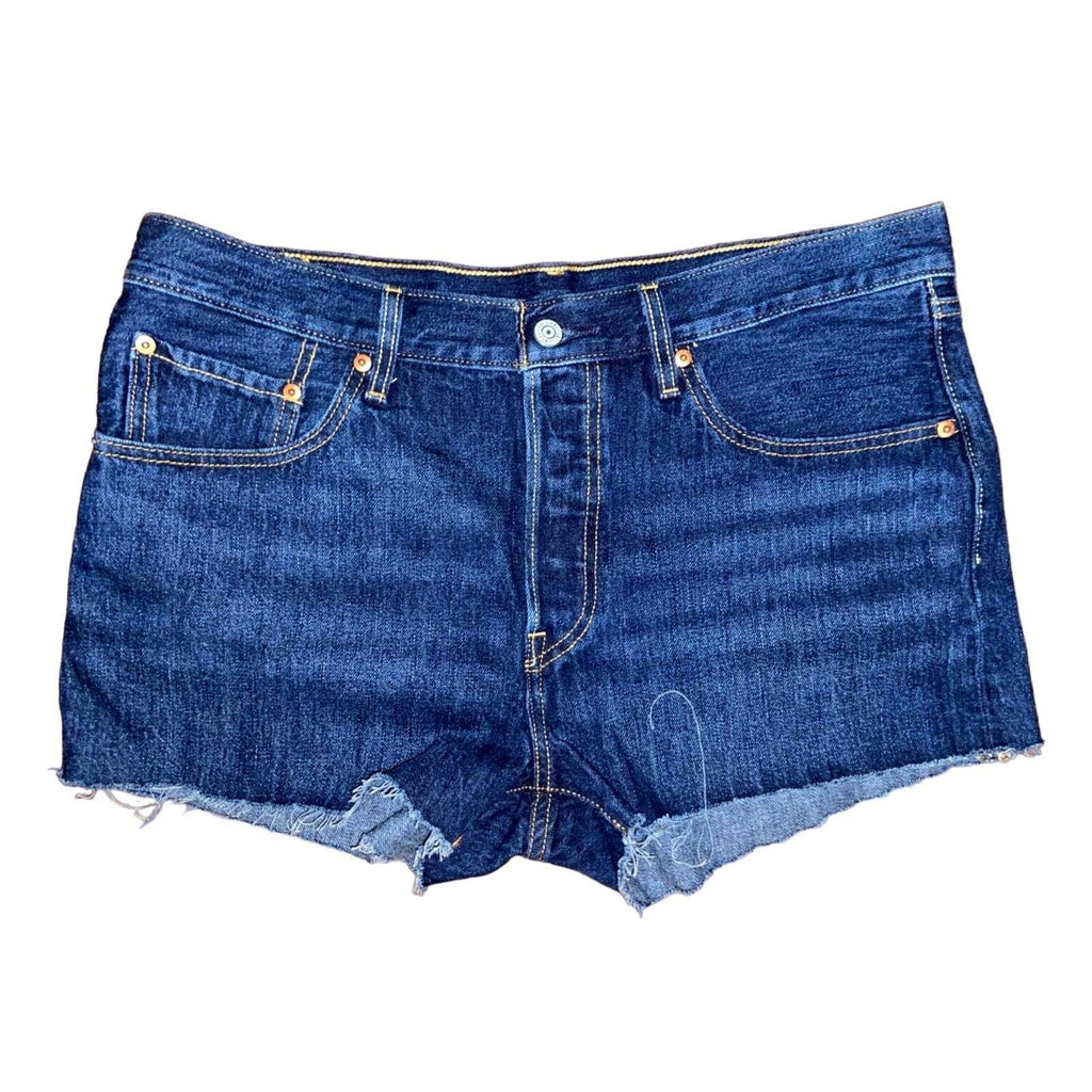 501 LEVI's Button Fly High Rise Relaxed Cut Off Jean Shorts Sz 31 (W34 x L 2)