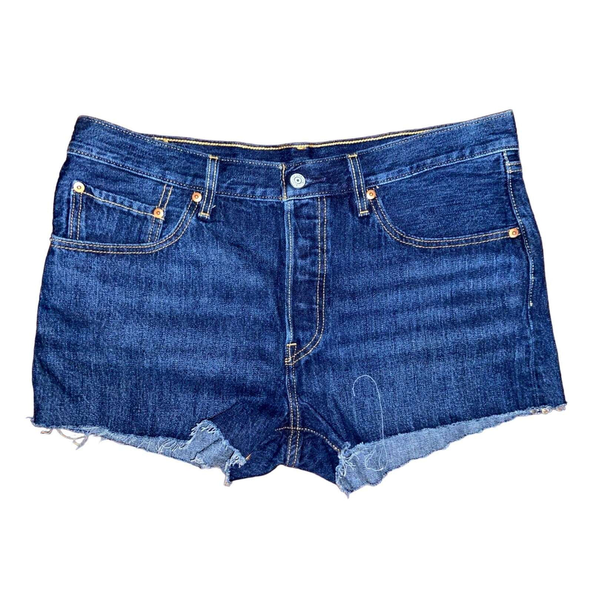 501 LEVI's Button Fly High Rise Relaxed Cut Off Jean Shorts Sz 31 (W34 x L 2)