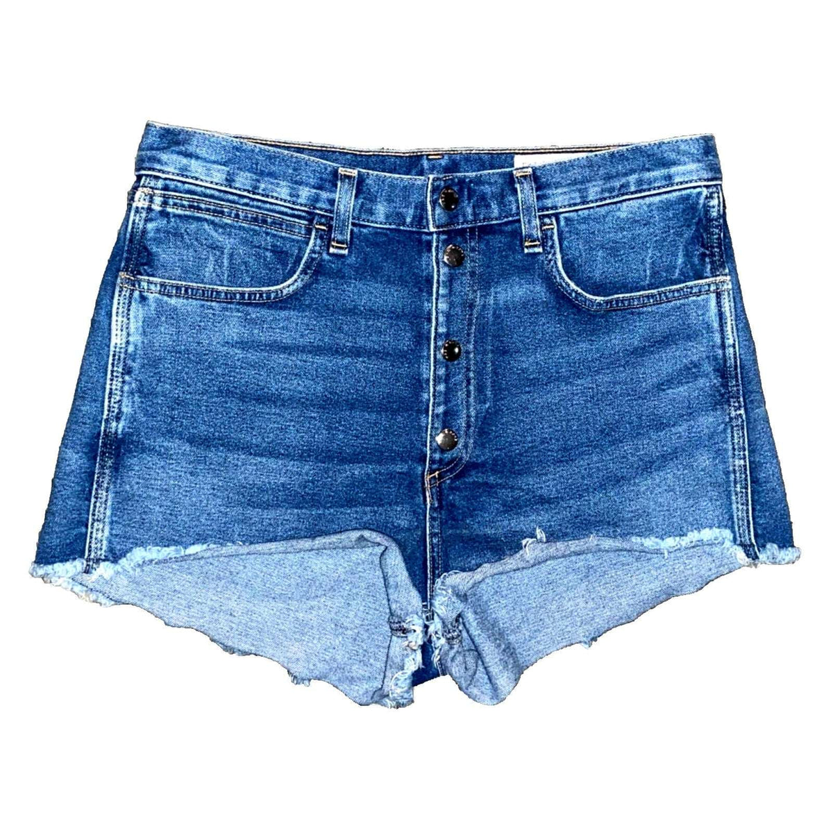RAG & BONE Lou Blue Hill High Rise Snap/Button Fly Cut Off Denim Shorts Size 29