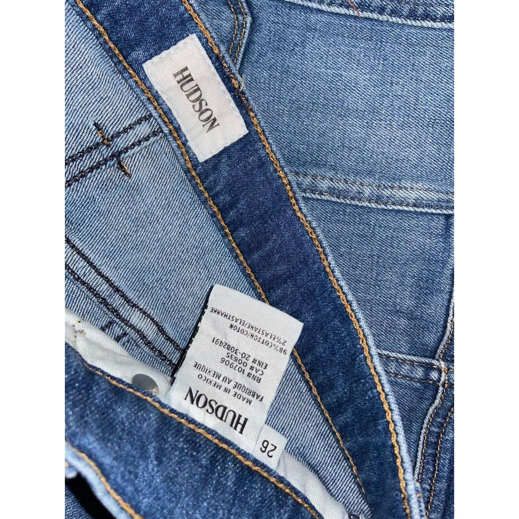 HUDSON Weekender Step Hem Distressed Denim Jean Skirt Sz 26