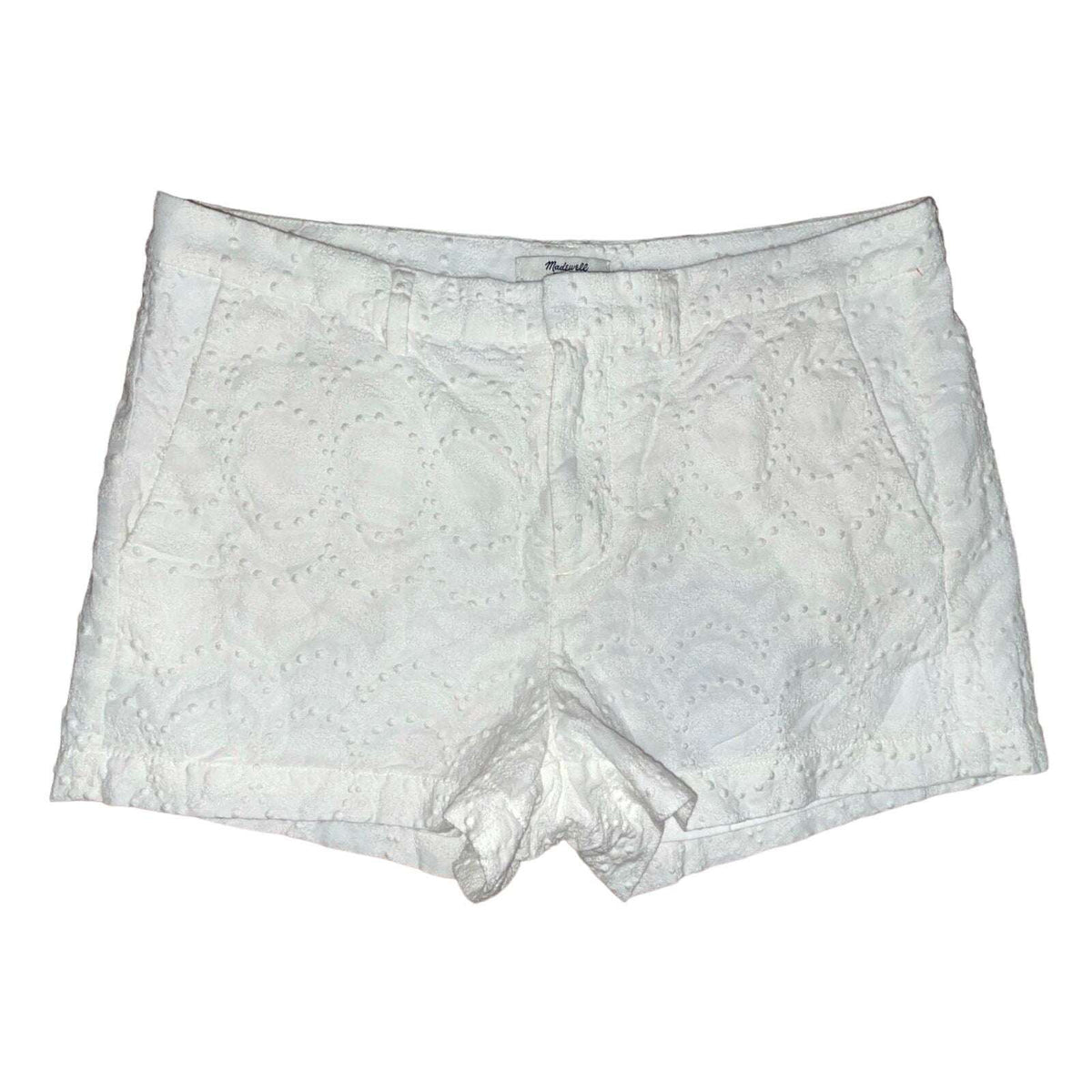 MADEWELL Thompson White Embriordered Soft Chino Shorts Size 6