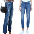 MADEWELL Size 24 Straight Crop Jeans in Cruiser Wash: Ripped Knee Edition