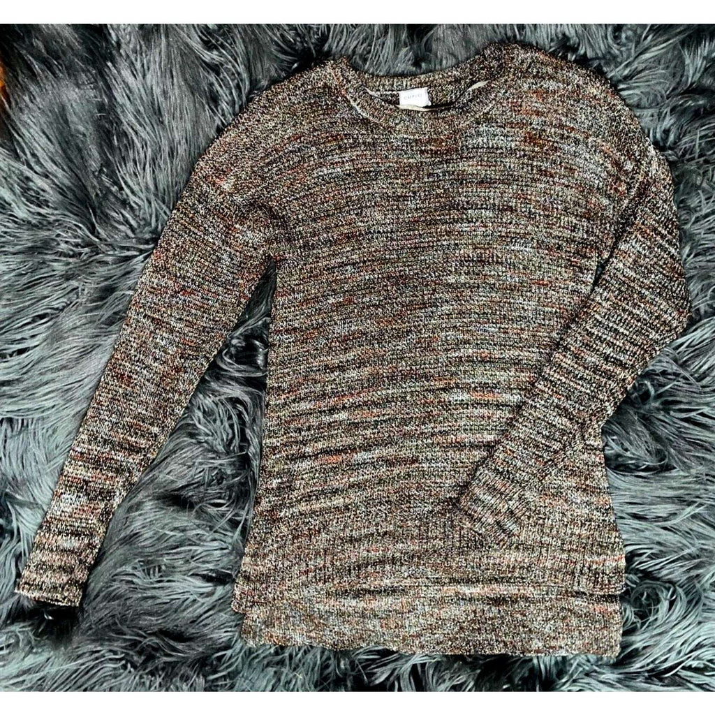 Cupio Fall Colored Metallic Shimmer Cable Knit Crew Neck Sweater Sz M ( Medium)