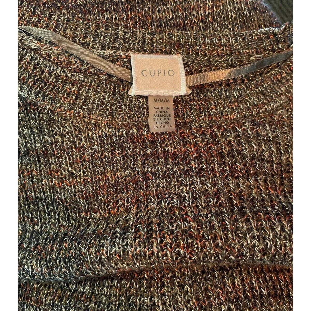 Cupio Fall Colored Metallic Shimmer Cable Knit Crew Neck Sweater Sz M ( Medium)