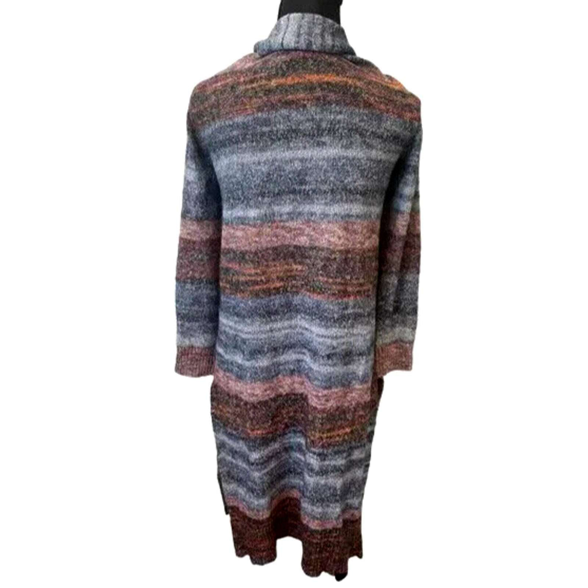 J. Jill Long Open Duster Sweater Cardigan Marled Multicolor Stripe M
