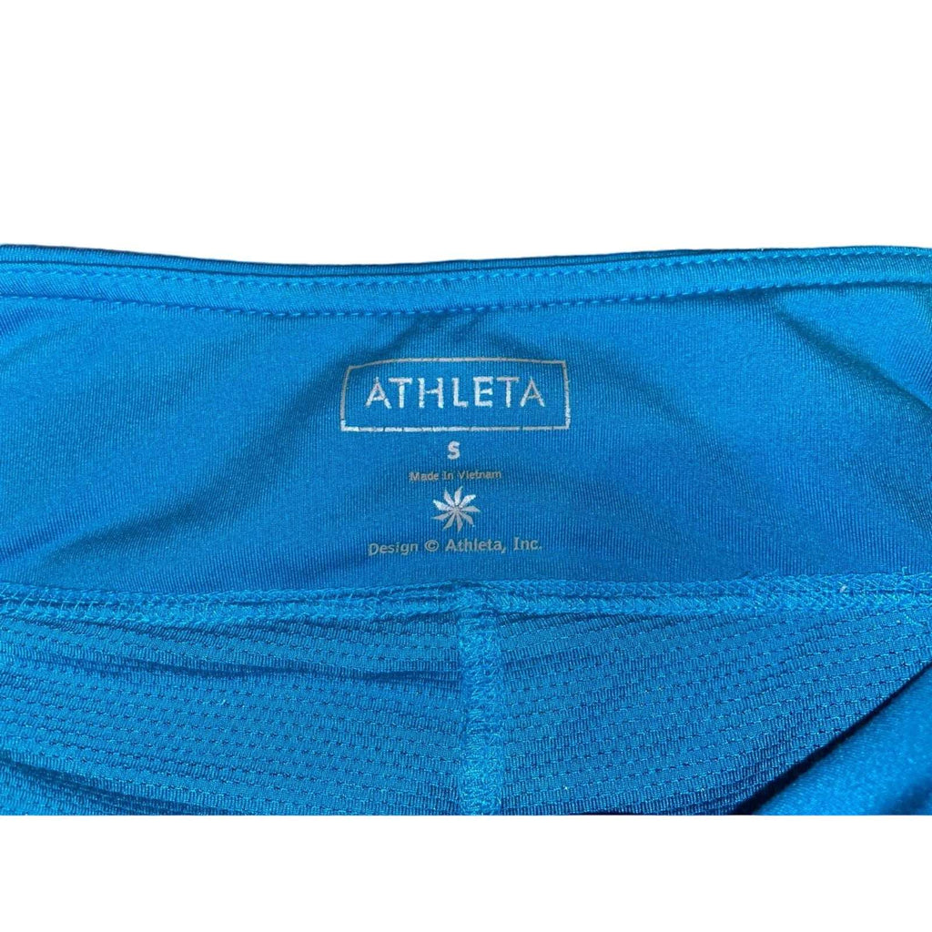 ATHLETA SECOND WIND Blue Pleated Tennis Golf Skirt Sz S (Small) with Zip Pocket