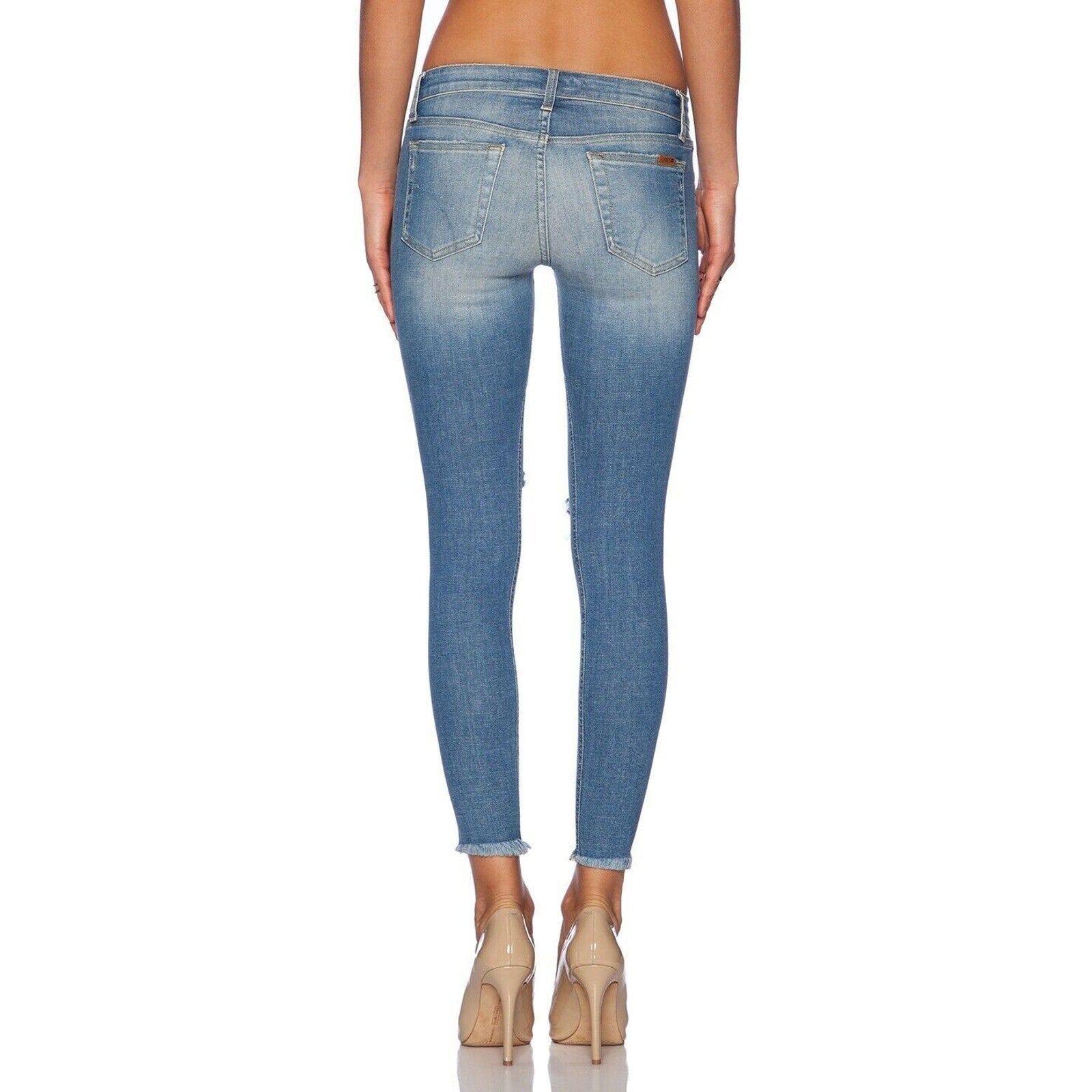 Joe's Jeans Skinny Leg Fray Hem Jeans in Gretchen Wash Ripped Edition Sz 24