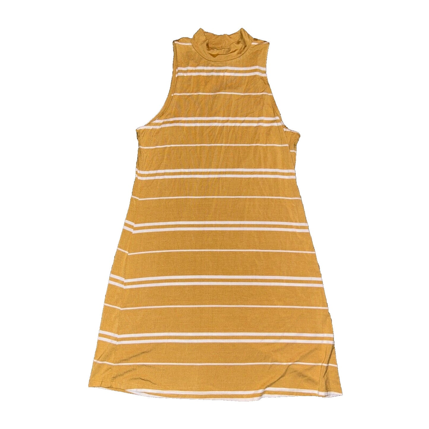 AERO Aeropostale Seriously Soft Mock Neck Swing Dress Yellow Stripe Size M - New