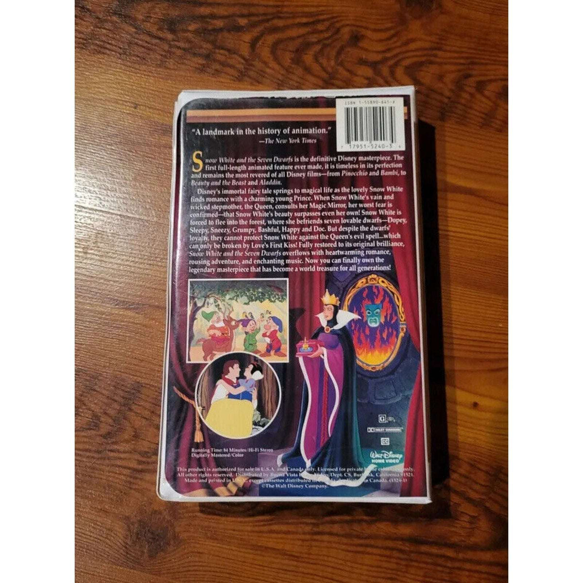 1994 RARE SNOW WHITE AND THE SEVEN DWARFS Walt Disney Masterpiece Collection VHS