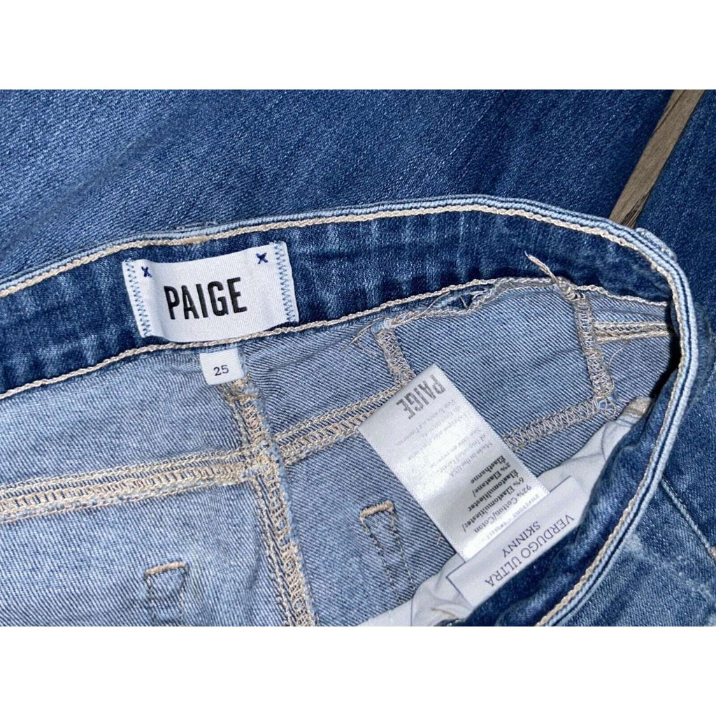 Paige Verdugo Ultra Skinny Leg Distressed & Patched Edition Jeans Size 25