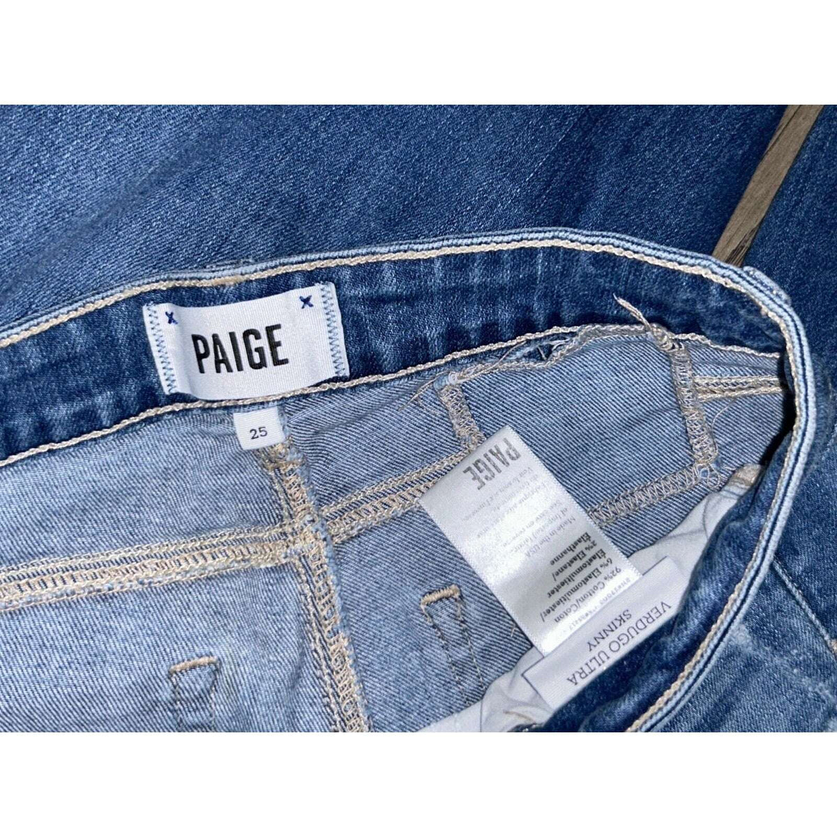 Paige Verdugo Ultra Skinny Leg Distressed & Patched Edition Jeans Size 25