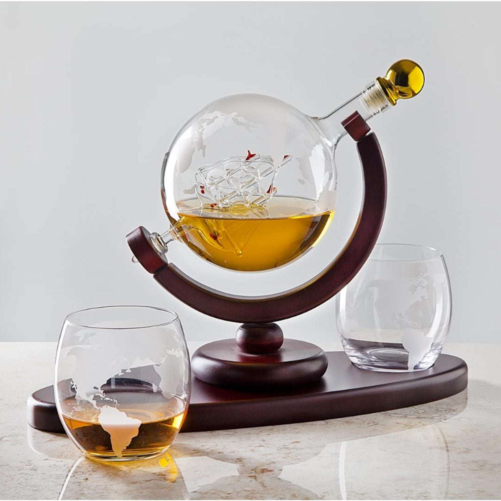 Sailing Whiskey & Wine Decanter Globe Chiller Stones & Glasses The Wine Savant