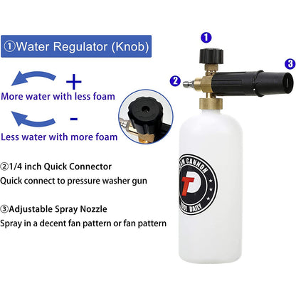 Tool Daily Foam Cannon 1/4" Quick Connector 1 L, 5 Pressure Washer Nozzle Tip `