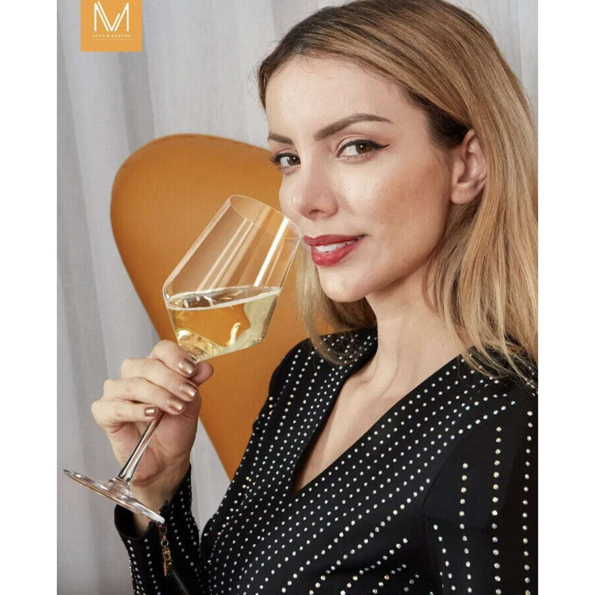 Luna & Mantha Premium Crystal Hand Blown , Long Stem Wine Glasses LM-1035 4 pcs