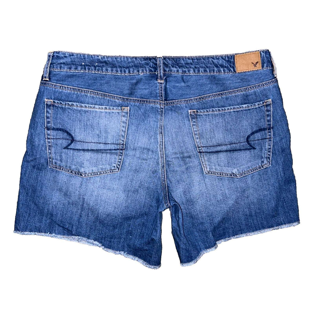 AMERICAN EAGLE Boy Midi Cut Off Blue Denim Jean Shorts Size 16 Women's