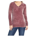 ORVIS V-Neck Pink Super Soft Chenille Long Sleeve Sweater Sz M (Medum)