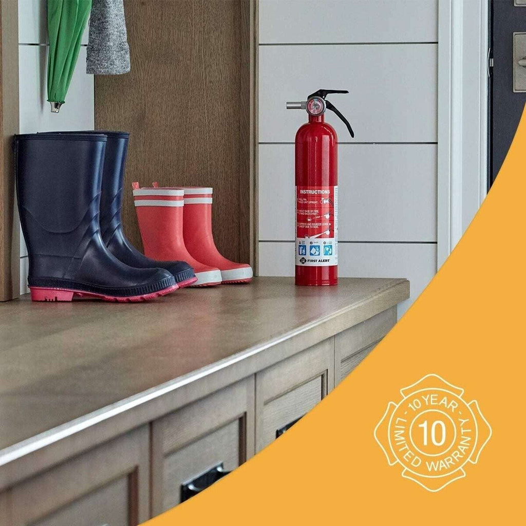 First Alert Rechargeable Residential Home Fire Extinguisher UL Rated 1-A:10-B:C