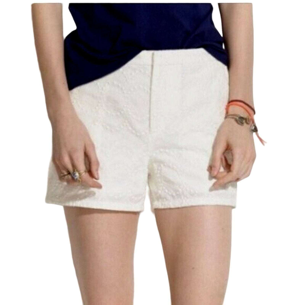 MADEWELL Thompson White Embriordered Soft Chino Shorts Size 6