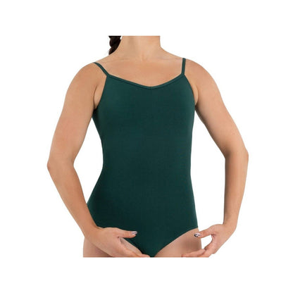 Capezio V-Neck Cami Leotard Hunter Green Adult Size XS Self-Bra Criss-Cross Back