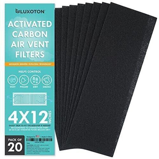 20 Activated Carbon Air Vent Filters 4" x 12" for Home Floor Vent Cleaner Air