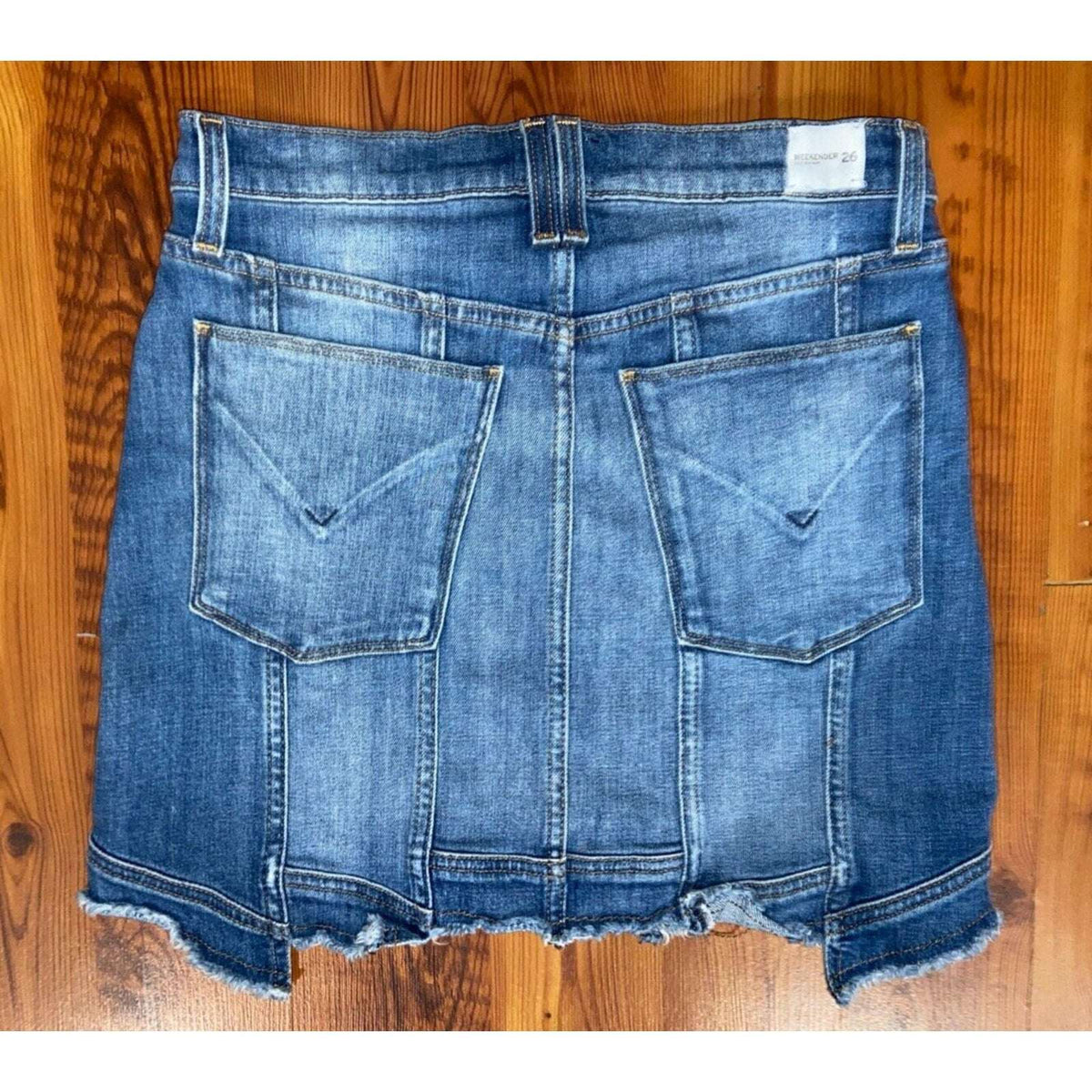 HUDSON Weekender Step Hem Distressed Denim Jean Skirt Sz 26