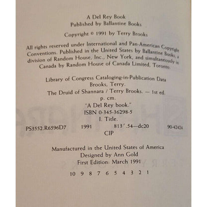 The Druid of Shannara (Book 2) TERRY BROOKS - 1991 First Edition Hardcover Book