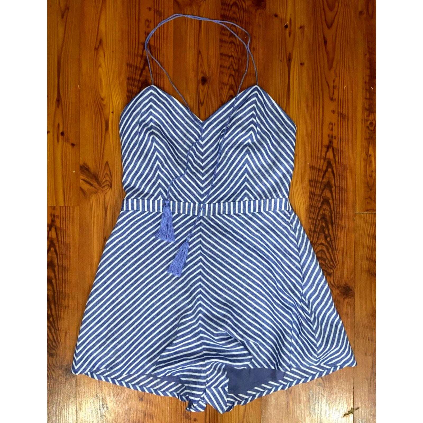 NEW! TJD The Jetset Diaries Haven Romper In Chambray Stripe Sz L (Large)