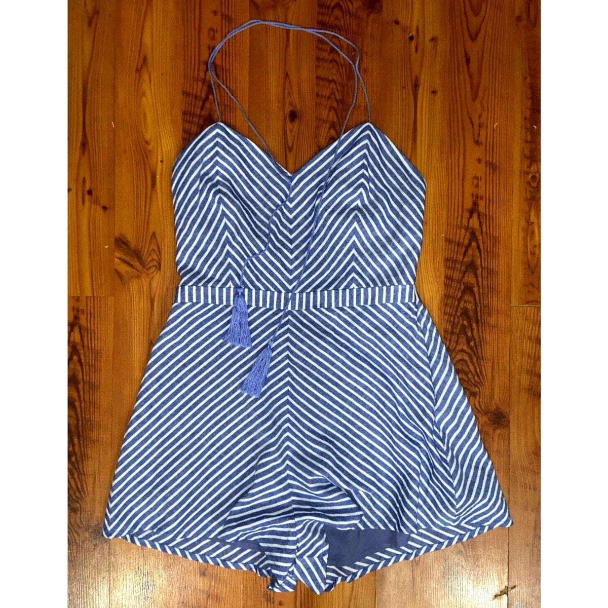 NEW! TJD The Jetset Diaries Haven Romper In Chambray Stripe Sz L (Large)