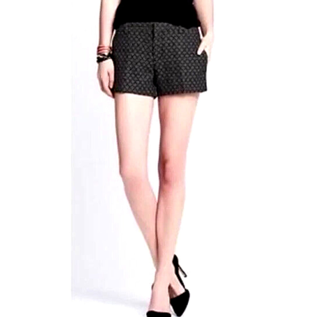 BANANA REPUBLIC Black & Gray Diamond Print Dress Shorts Size 4