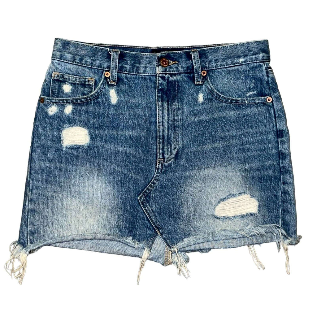 Lucky Brand Old Favorite Mini Distressed Frayed Denim Jean Skirt Size 2 / 26