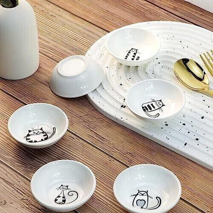 Socosy Super Cute Cat 6 Ceramic Sauce Dish/Seasoning Dish/Sushi Soy Dipping Bowl