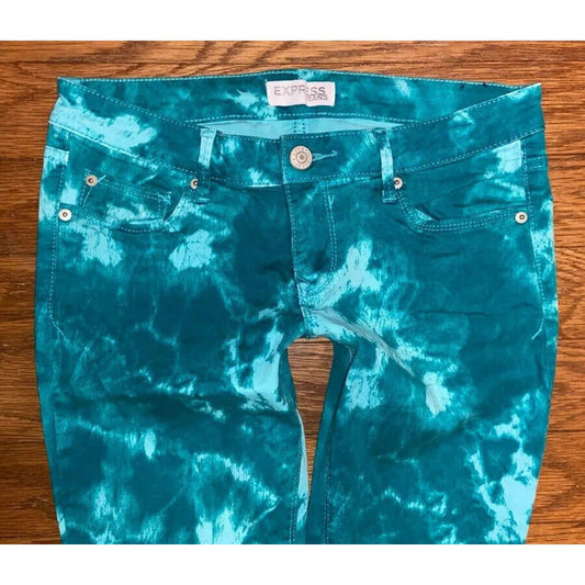 EXPRESS Stella Green Tie Dye Skinny Ankle Jeans Size  6 W 30 x L 25