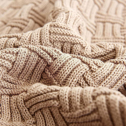 LONGHUI Khaki Cable Knit Soft & Cozy Throw Blanket, Bedding, Home Decor