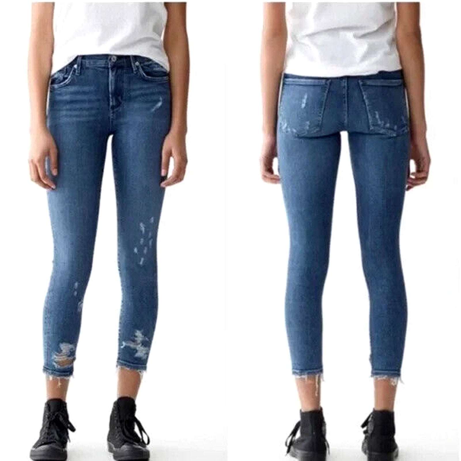 AGOLDE Sophie High Rise Skinny Distressed Cropped Jeans Size 24 Style#A018 B-843