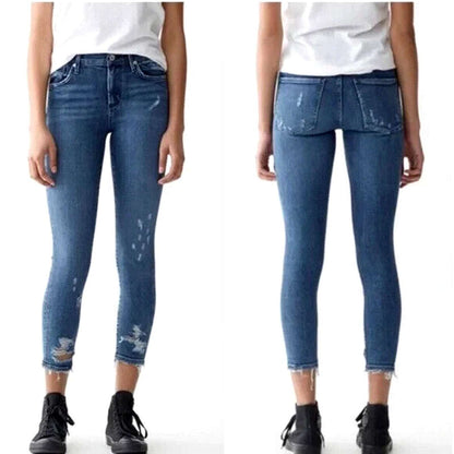AGOLDE Sophie High Rise Skinny Distressed Cropped Jeans Size 24 Style#A018 B-843