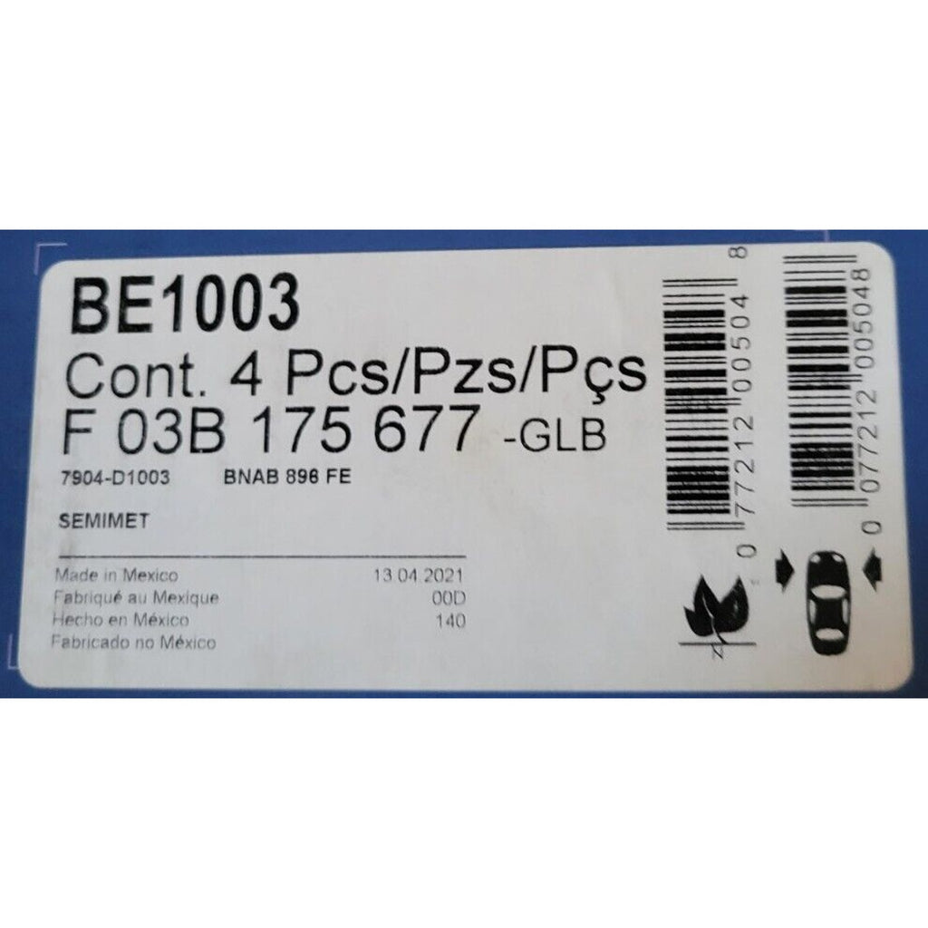 Bosch BE1003 Brake Pad Sets 2-Wheel Set Front Volvo XC90 2003-2014 7904-D1003
