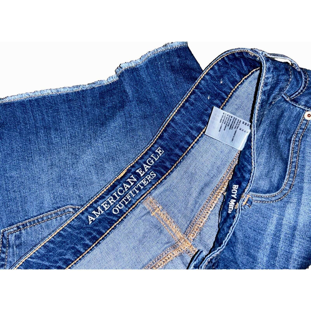 AMERICAN EAGLE Boy Midi Cut Off Blue Denim Jean Shorts Size 16 Women's