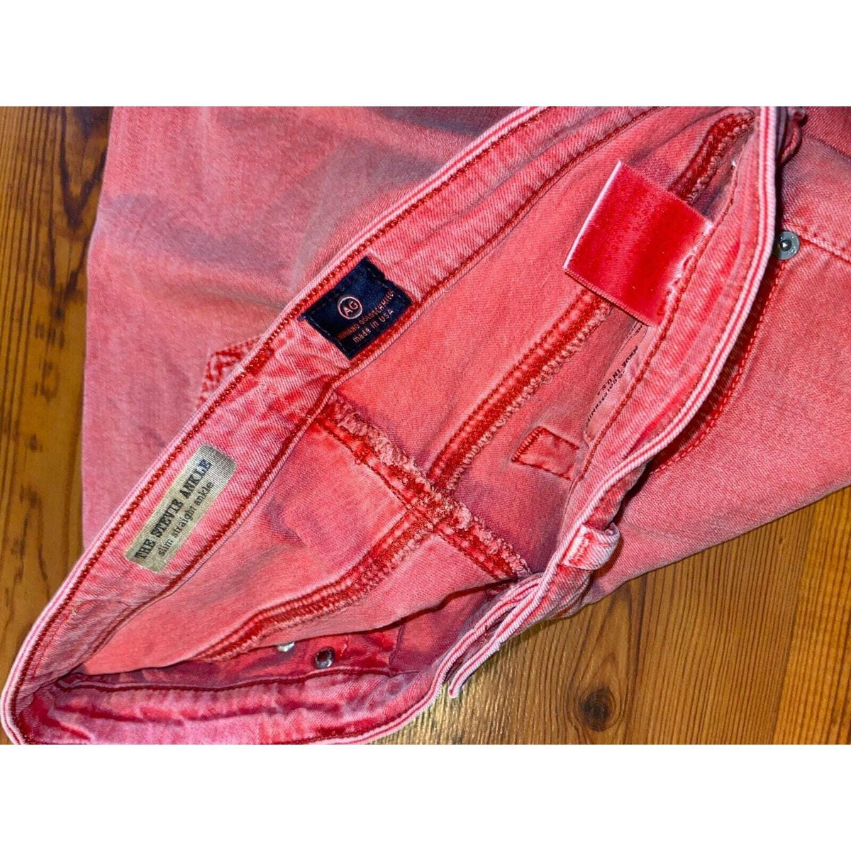 AG Adriano Goldschmied Red Fade The Stevie Straight Ankle Jeans Sz 28