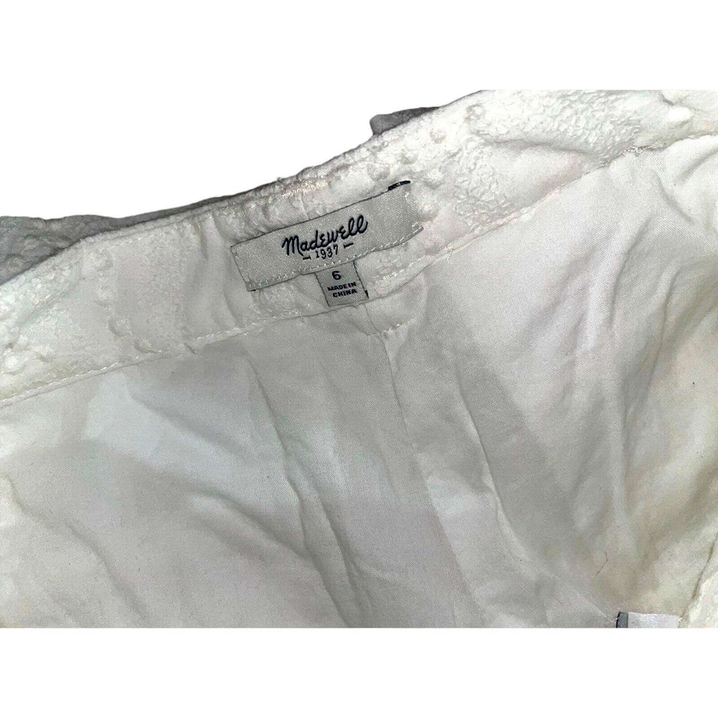 MADEWELL Thompson White Embriordered Soft Chino Shorts Size 6