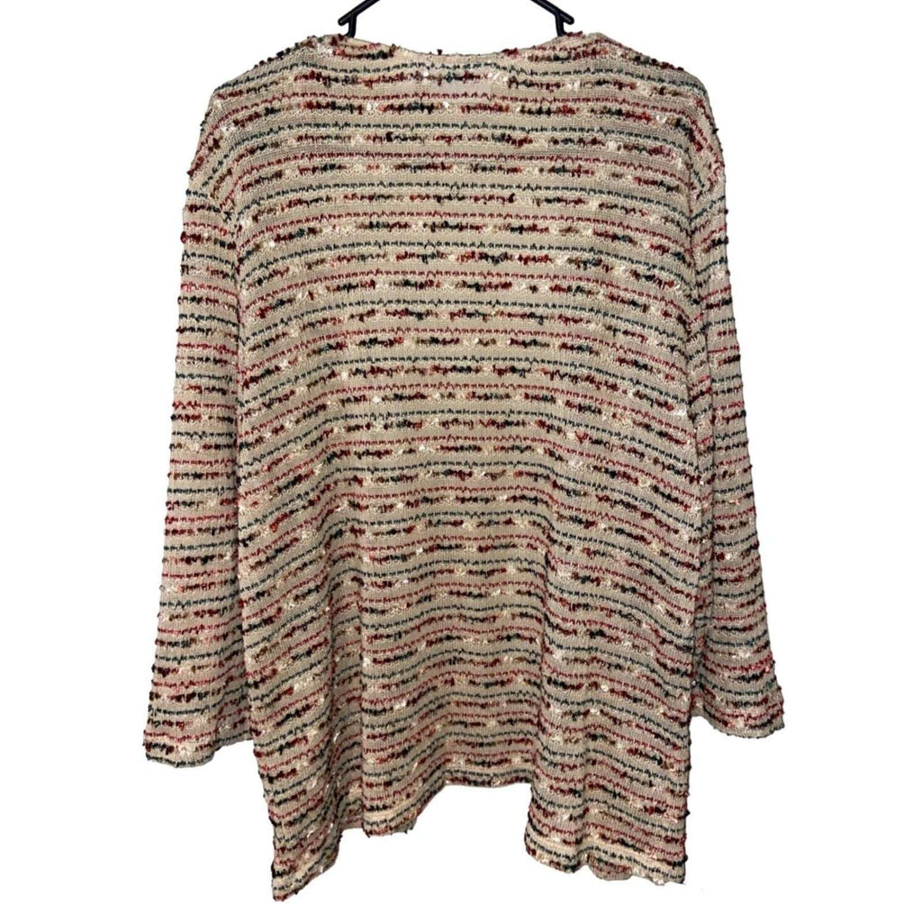 Alfred Dunner 3/4 Sleeve Open Front Knit Crochet Sweater Sz L (Large) Womens