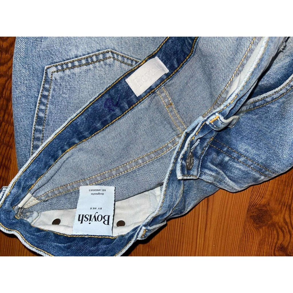 BOYISH Billy High Rise Distressed Relaxed Skinny Button Fly Jeans Sz 30