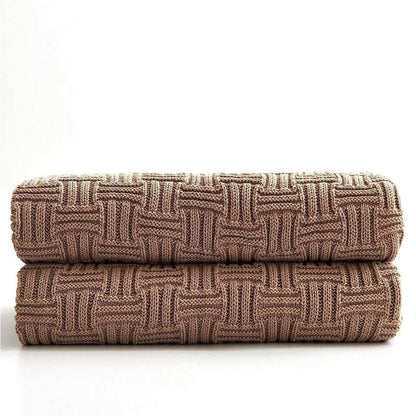 LONGHUI Khaki Cable Knit Soft & Cozy Throw Blanket, Bedding, Home Decor