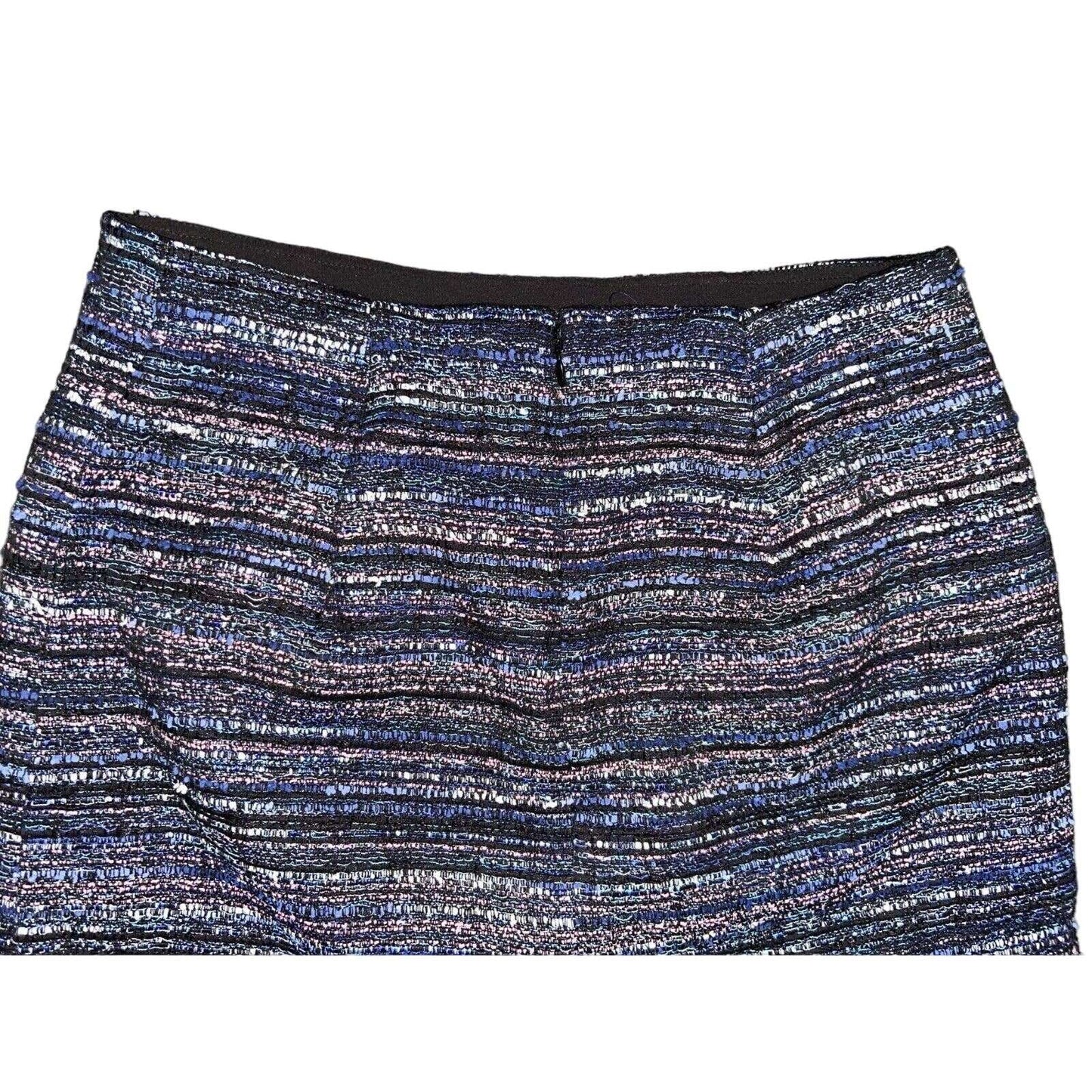 Diane Von Furstenberg DVF Austyn Black Indigo Camellia Tweed Faux Wrap Skirt 8